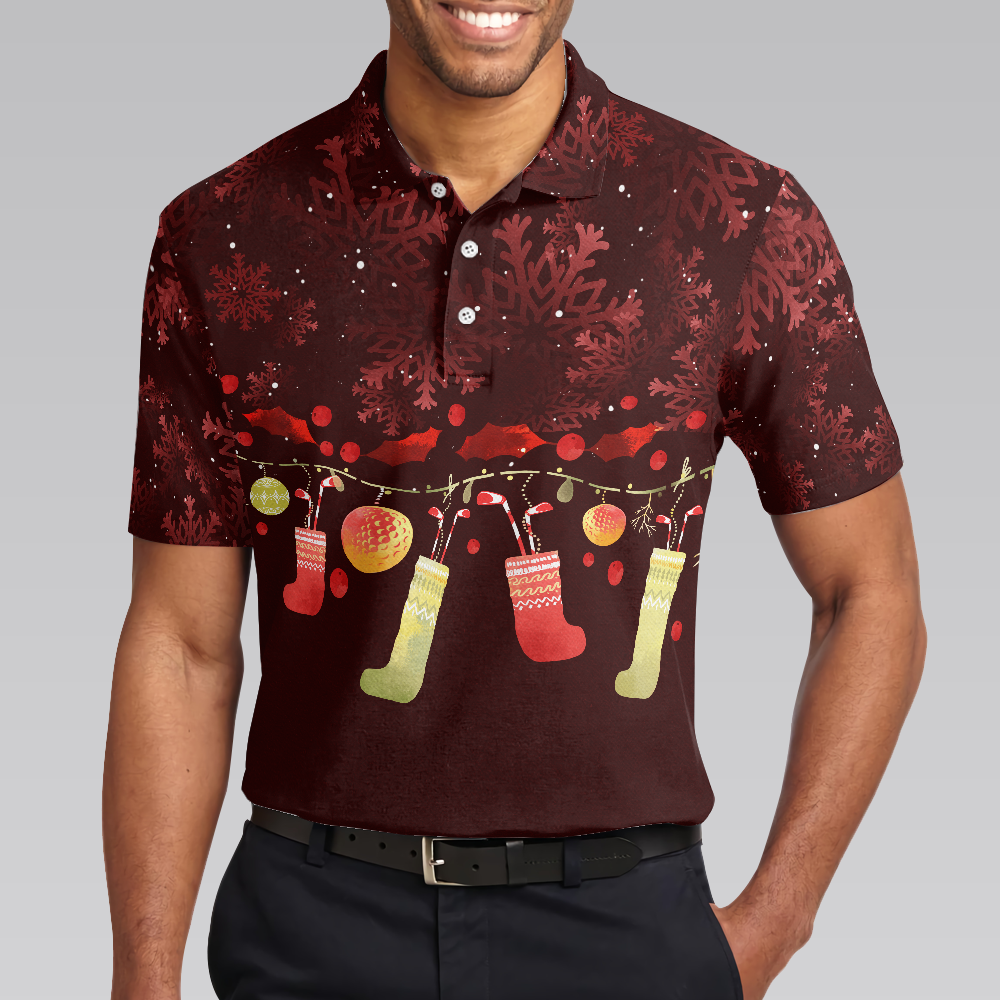 Luvik | Joulupolo - Lyhythihainen miesten golfpolo - Punainen joulukuvioinen Dry Fit - Joulupaitojen lahjaidea miehille