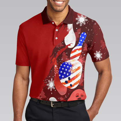 Luvik | Amerikka lippu joulu keilapallo ja keilat miesten polo