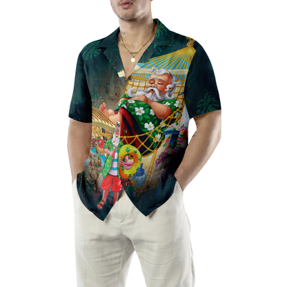 Luvik | Jouluhawaiipaidat Hyperfavor, lyhythihainen joulupukkipaita rannalla, joululahjaidea miehille ja naisille