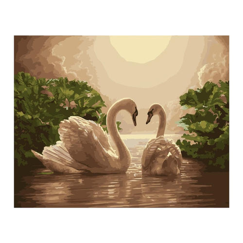 Swan Moonlight Lake - Van-Go Mal- Etter-Nummer Kit | Luvikno