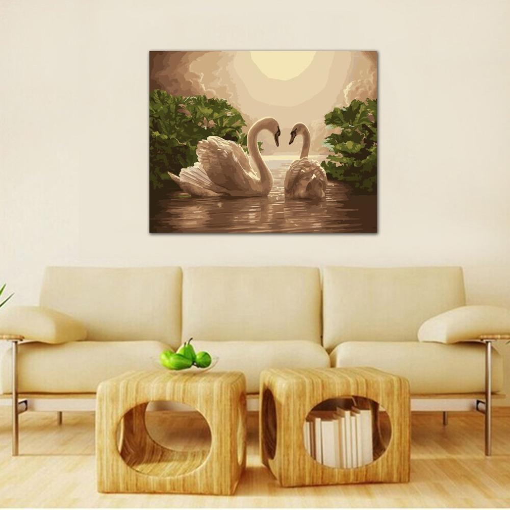 Swan Moonlight Lake - Van-Go Mal- Etter-Nummer Kit | Luvikno
