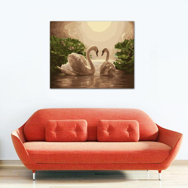 Swan Moonlight Lake - Van-Go Mal- Etter-Nummer Kit | Luvikno