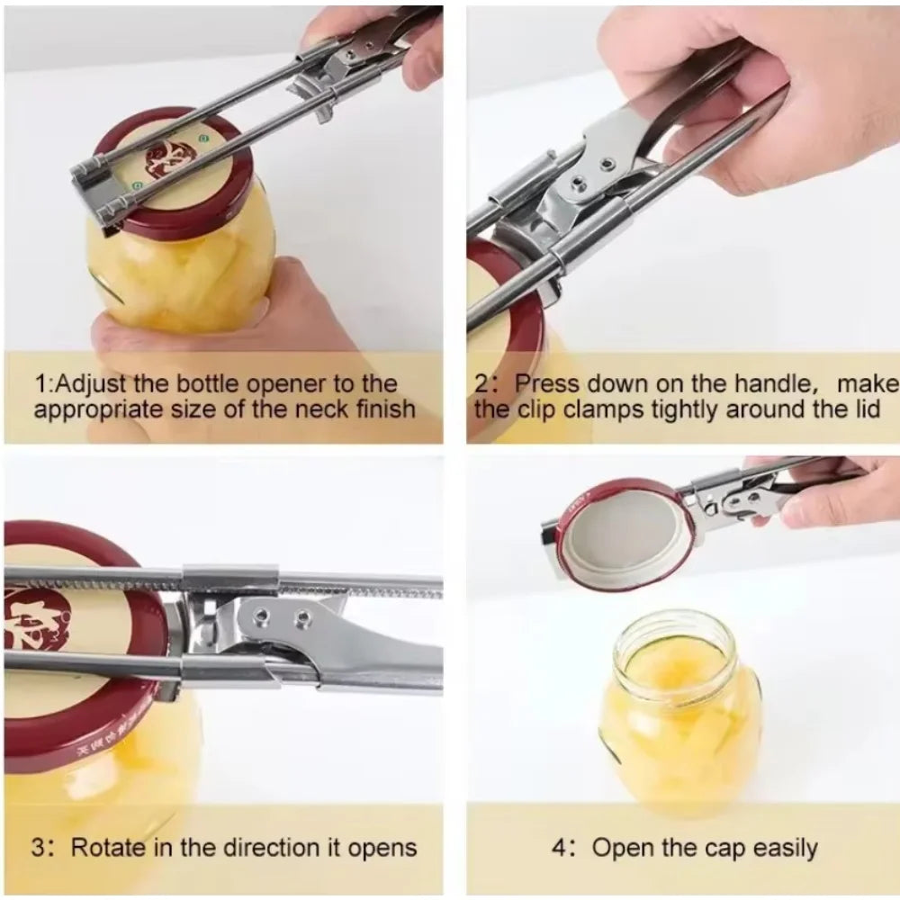 Multifunksjonell rustfritt stål krukke flaskeåpner manuell kjøkkenverktøy | Luvikno