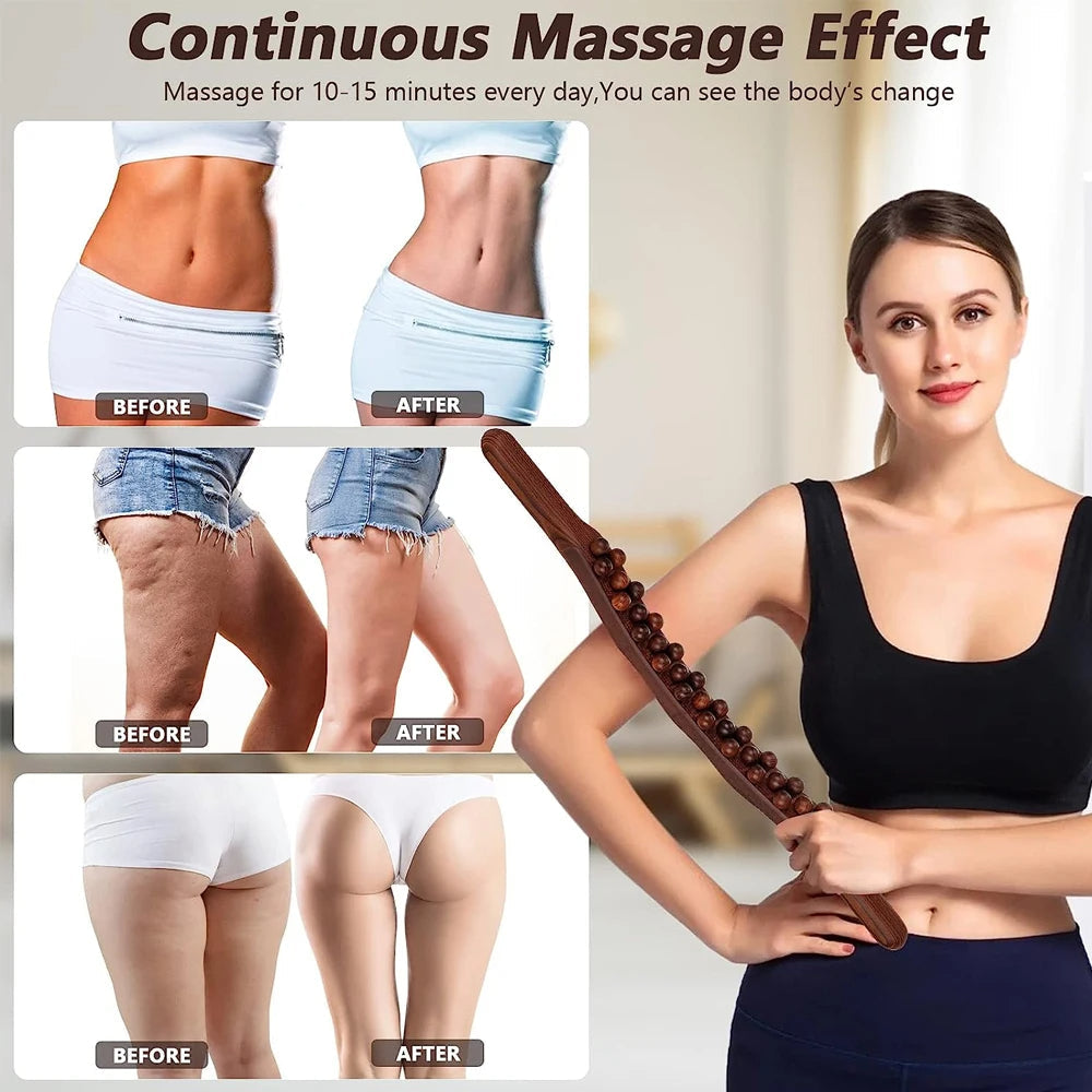 HoutRelax Gua Sha massasjeverktøy – 60 cm massasjeverktøy laget av naturlig tre for dyp muskelavslapning | Luvikno