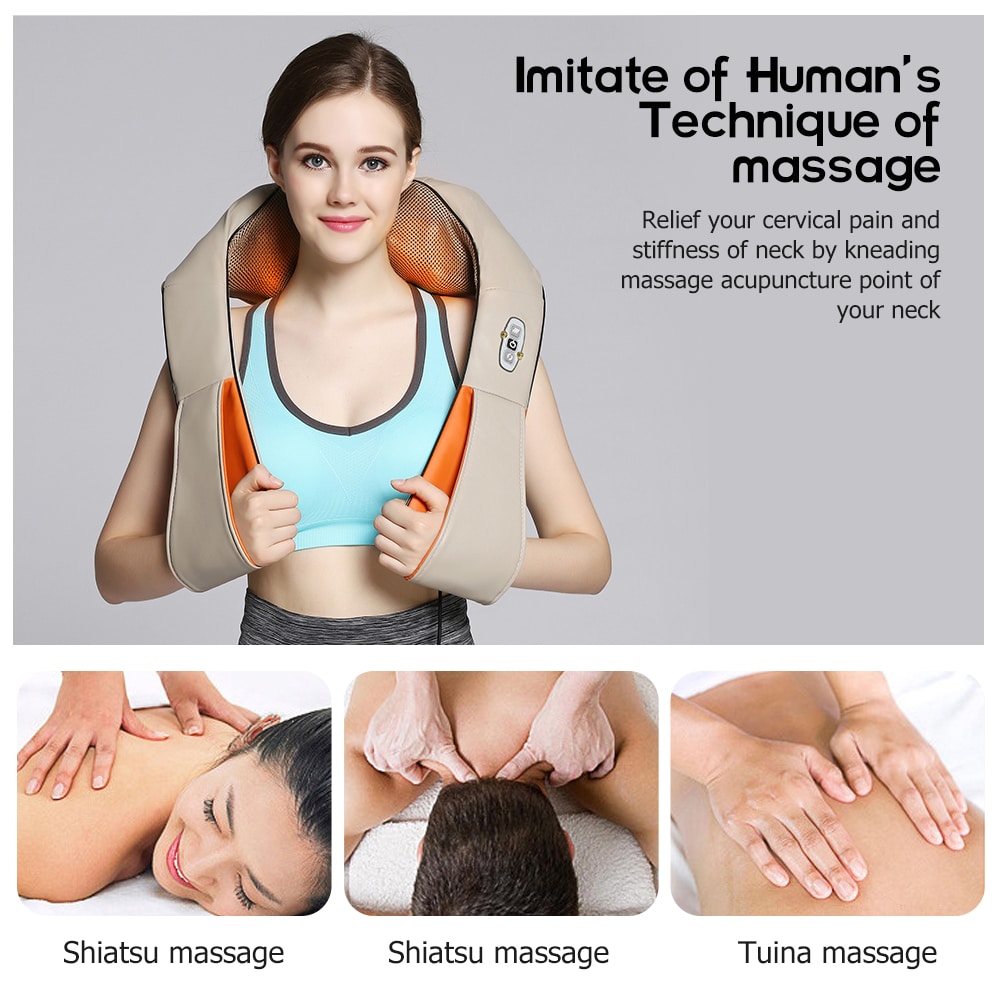 RelaxPro Massasjepute – Shiatsu varmepute for nakke, skuldre og rygg | Luvikno