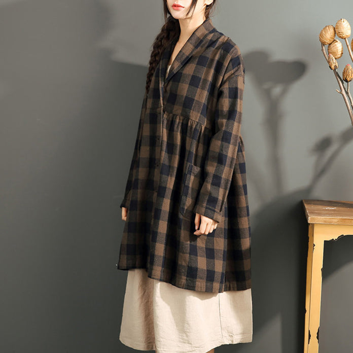 Luvik | Sukat ja pitkät hihat suklaan kuvioilla suurempi koko korkeavyötäröiset takit