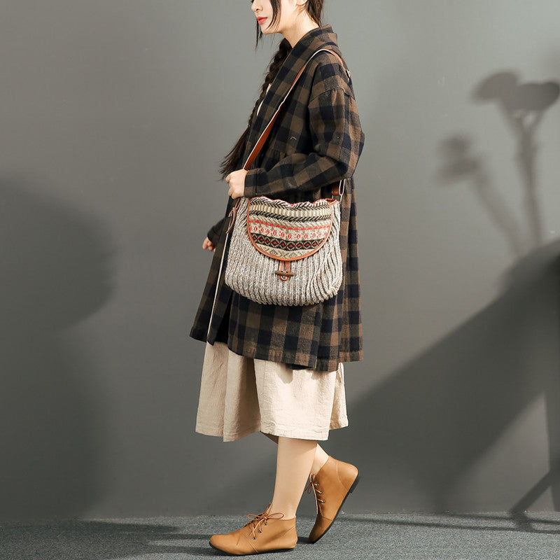 Luvik | Sukat ja pitkät hihat suklaan kuvioilla suurempi koko korkeavyötäröiset takit