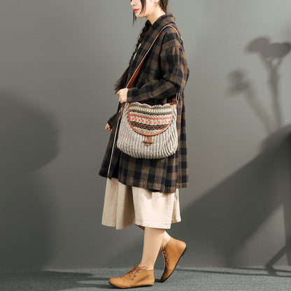 Luvik | Sukat ja pitkät hihat suklaan kuvioilla suurempi koko korkeavyötäröiset takit