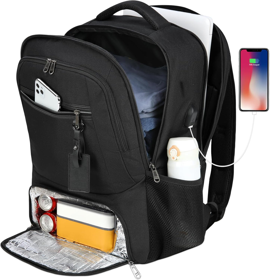 Vanntett Laptop & Lunsj Ryggsekk med USB-port – Multi-kompartments Reisebag | Luvikno