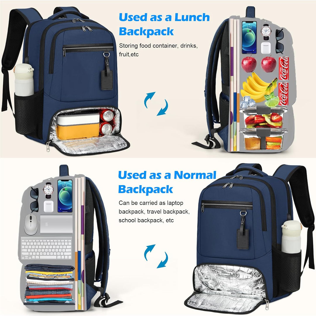 Vanntett Laptop & Lunsj Ryggsekk med USB-port – Multi-kompartments Reisebag | Luvikno