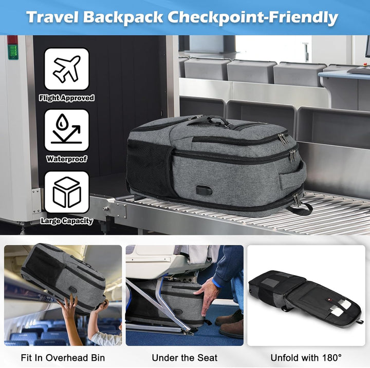 Vanntett Laptop & Lunsj Ryggsekk med USB-port – Multi-kompartments Reisebag | Luvikno