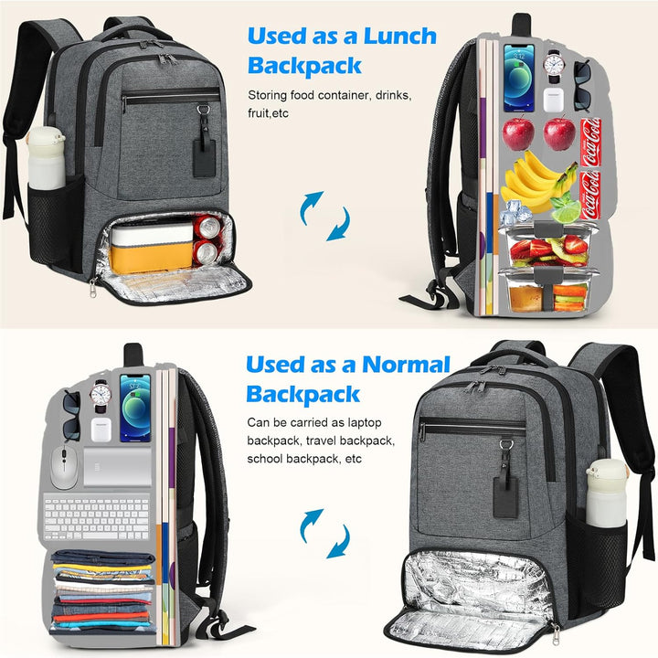 Vanntett Laptop & Lunsj Ryggsekk med USB-port – Multi-kompartments Reisebag | Luvikno