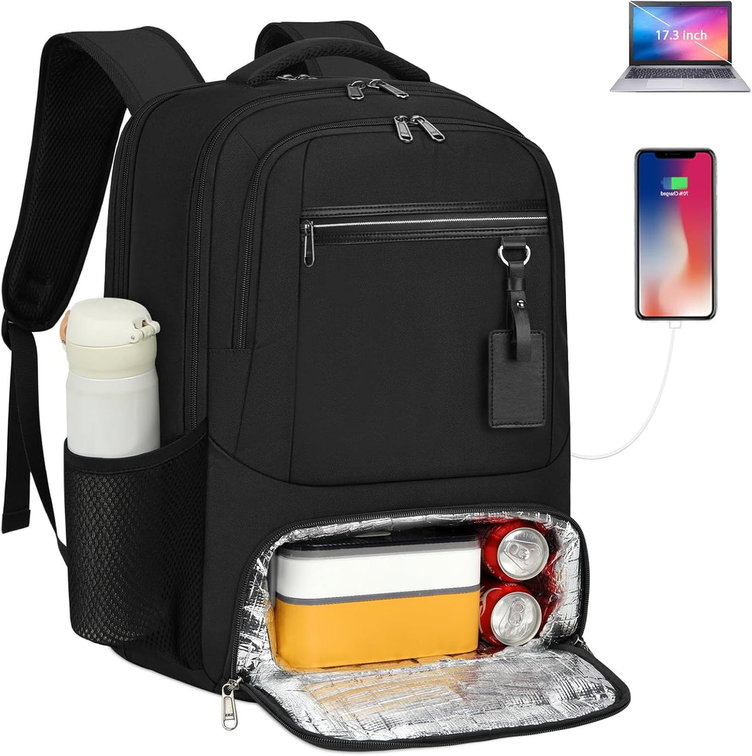 Vanntett Laptop & Lunsj Ryggsekk med USB-port – Multi-kompartments Reisebag | Luvikno