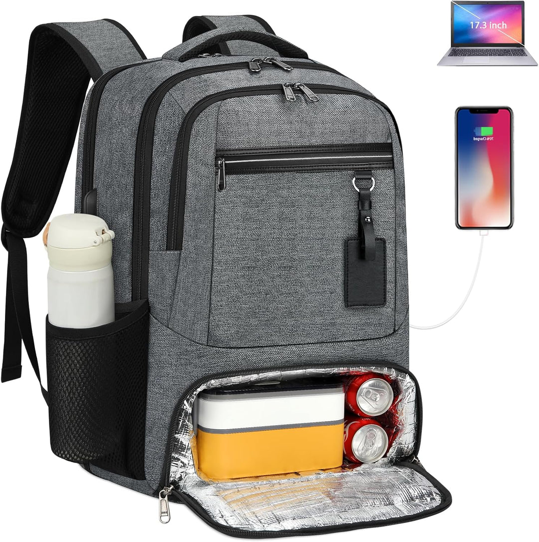 Vanntett Laptop & Lunsj Ryggsekk med USB-port – Multi-kompartments Reisebag | Luvikno