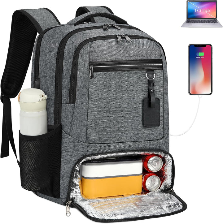 Vanntett Laptop & Lunsj Ryggsekk med USB-port – Multi-kompartments Reisebag | Luvikno
