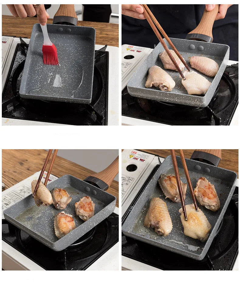 Non-stick stekepanne Tamagoyaki omelettpanne kjøkken gasskomfyr | Luvikno
