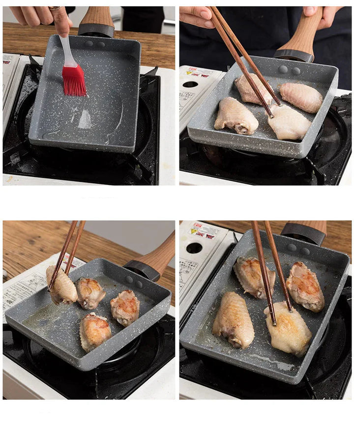 Non-stick stekepanne Tamagoyaki omelettpanne kjøkken gasskomfyr | Luvikno