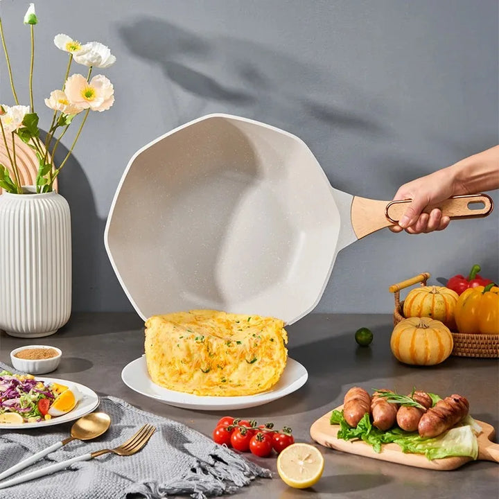 Non Stick Oktagonal Wok Stekepanne med Lokk Kokegryte | Luvikno