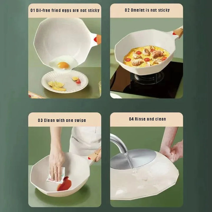 Non Stick Oktagonal Wok Stekepanne med Lokk Kokegryte | Luvikno