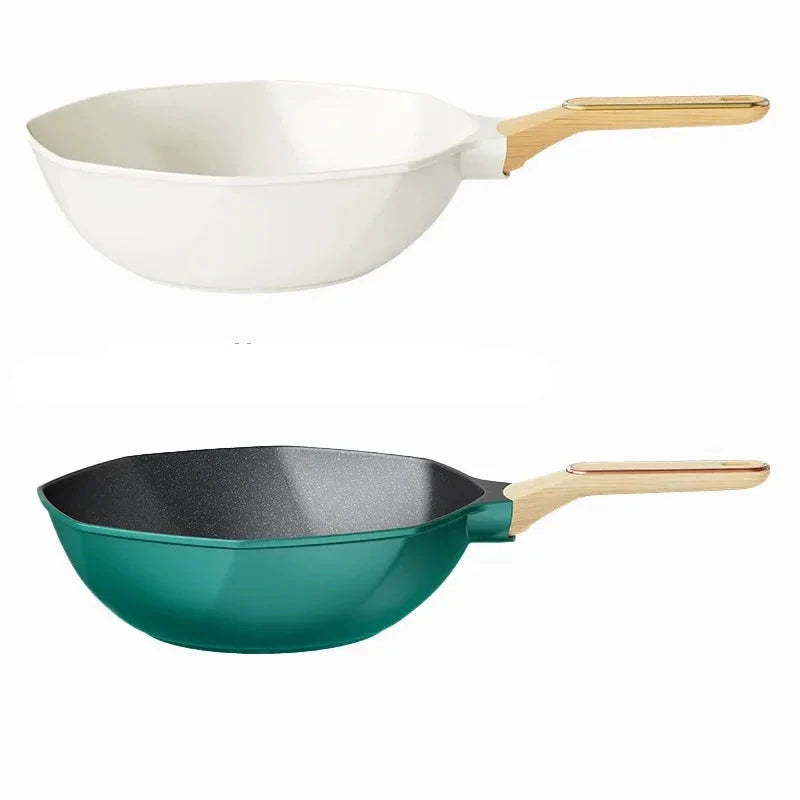 Non Stick Oktagonal Wok Stekepanne med Lokk Kokegryte | Luvikno