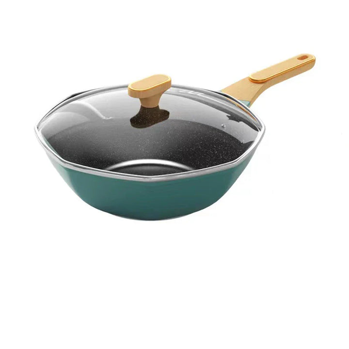 Non Stick Oktagonal Wok Stekepanne med Lokk Kokegryte | Luvikno