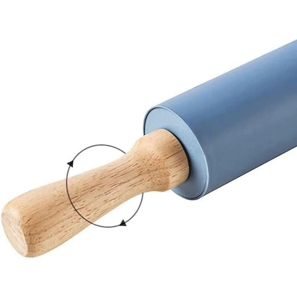 Non-Stick Silikon Kjevle med Treskaft Baking Dough Roller | Luvikno