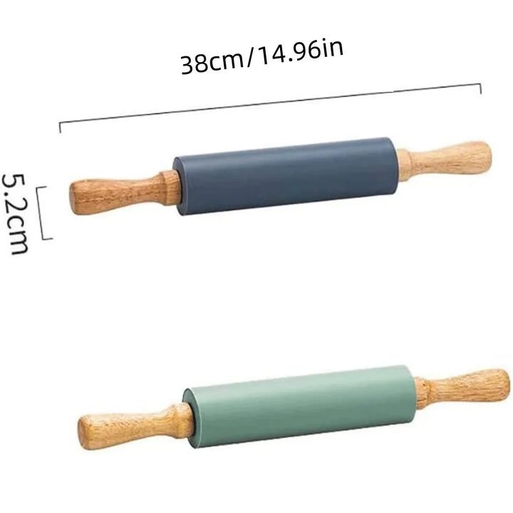 Non-Stick Silikon Kjevle med Treskaft Baking Dough Roller | Luvikno