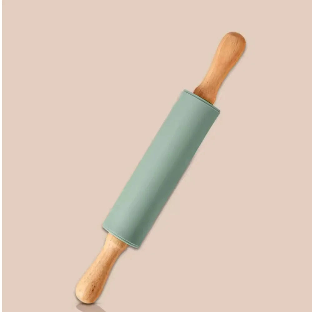 Non-Stick Silikon Kjevle med Treskaft Baking Dough Roller | Luvikno
