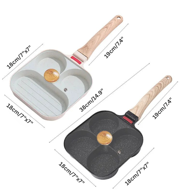 Non-stick egg stekepanne med lokk kjøkken frokost grill panne | Luvikno