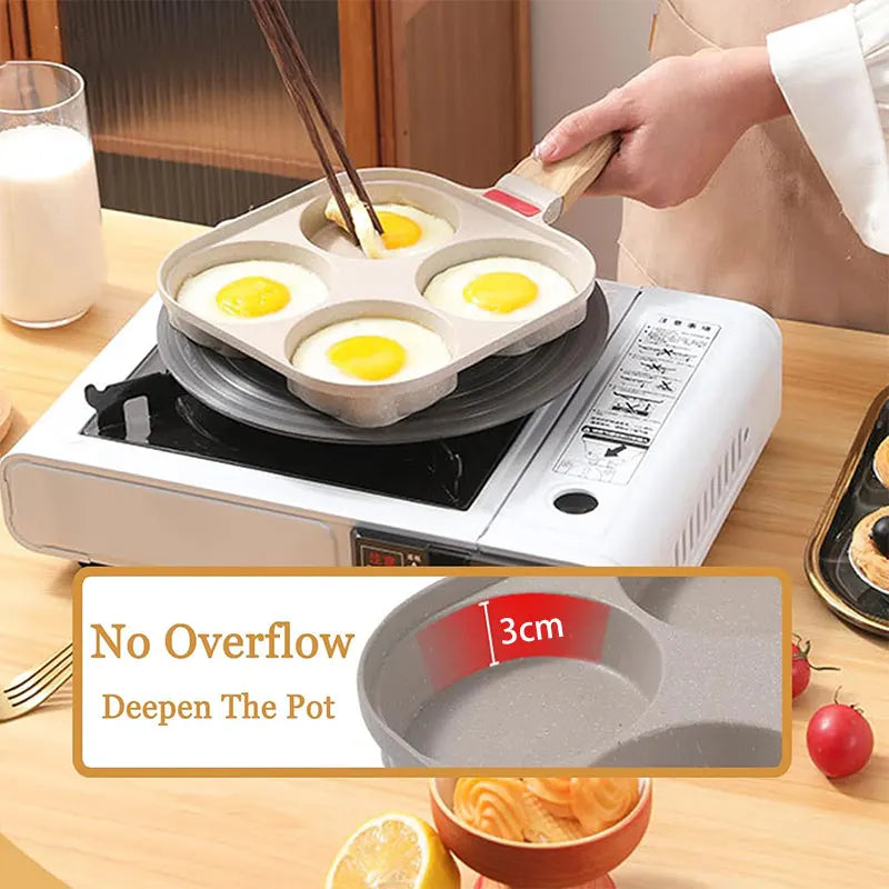 Non-stick egg stekepanne med lokk kjøkken frokost grill panne | Luvikno