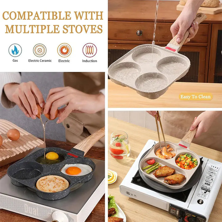 Non-stick egg stekepanne med lokk kjøkken frokost grill panne | Luvikno