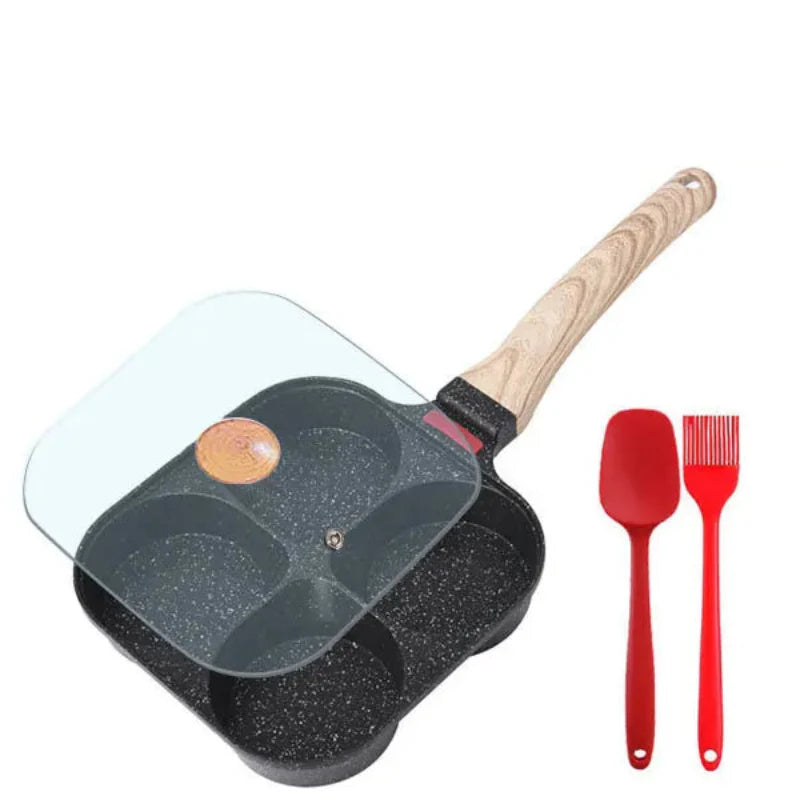 Non-stick egg stekepanne med lokk kjøkken frokost grill panne | Luvikno