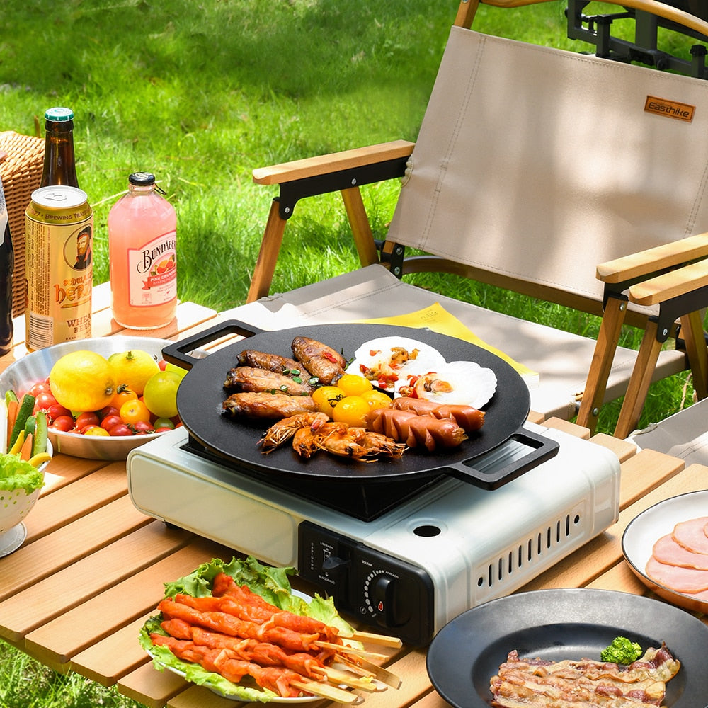 Non-stick stekepanne Utendørs støpejern BBQ-plater Camping grillpanne | Luvikno