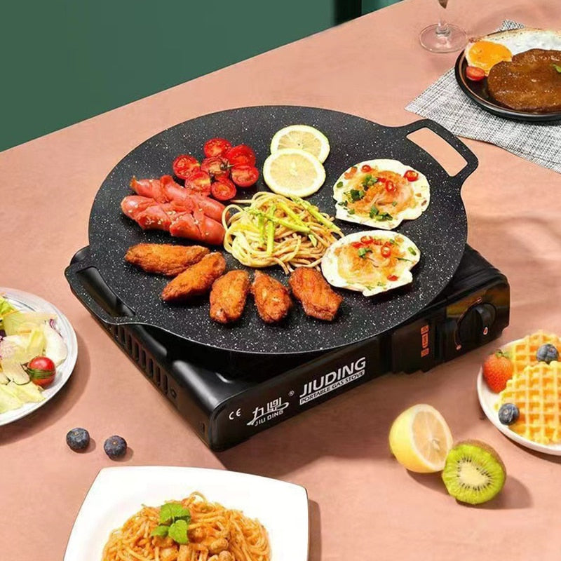 Non-stick stekepanne Utendørs støpejern BBQ-plater Camping grillpanne | Luvikno