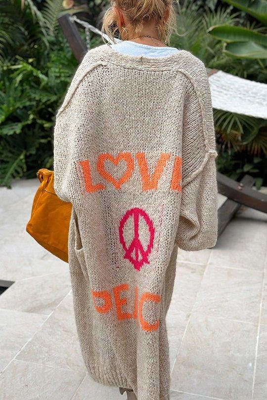 Luvik | Gilet oversized confortable avec impression "Love & Peace"