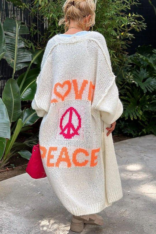 Luvik | Gilet oversized confortable avec impression "Love & Peace"