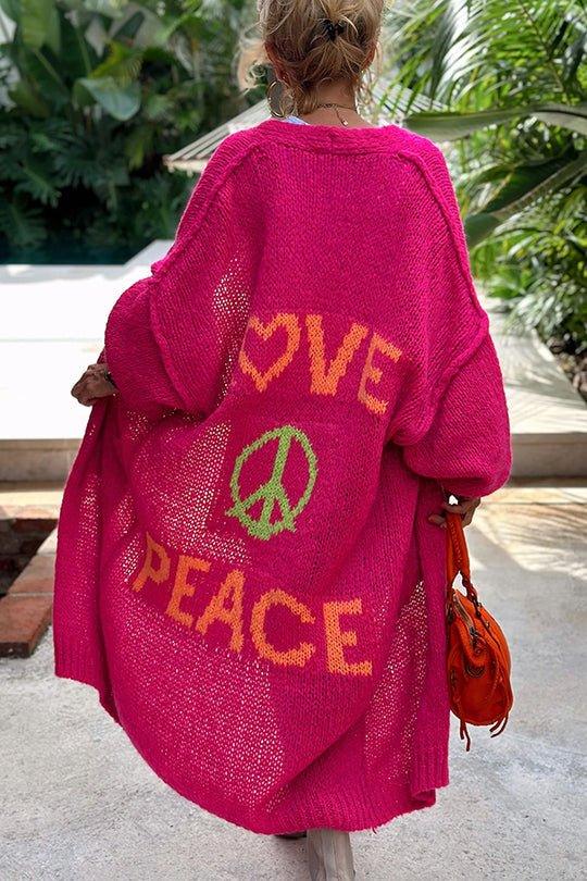 Luvik | Gilet oversized confortable avec impression "Love & Peace"