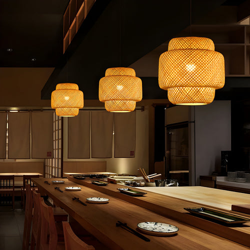 Bamboo Lampe Håndstrikket Kinesisk Stil Veving | Luvikno