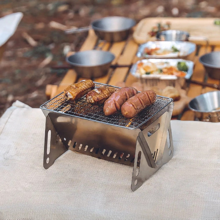 Utendørs bærbar BBQ campinggrill i rustfritt stål sammenleggbart grill | Luvikno