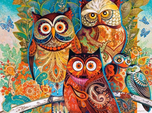 Abstract Owls - Van-Go Mal- etter-nummer Sett | Luvikno