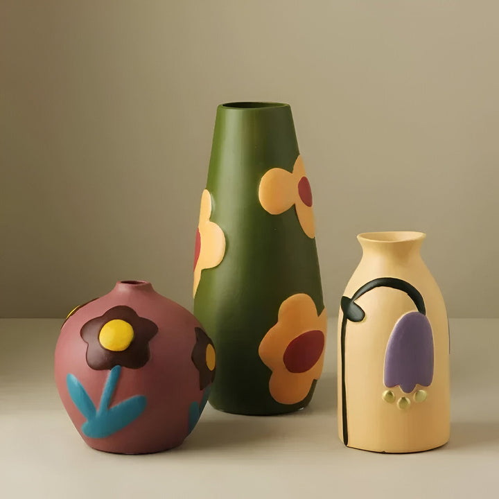 Malt blomsterkeramikkvase for hjemmedekor og blomster | Luvikno