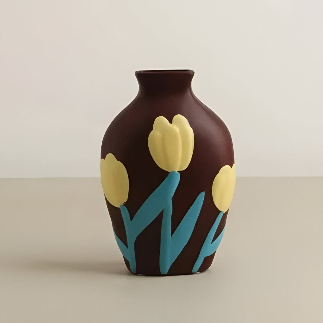Malt blomsterkeramikkvase for hjemmedekor og blomster | Luvikno