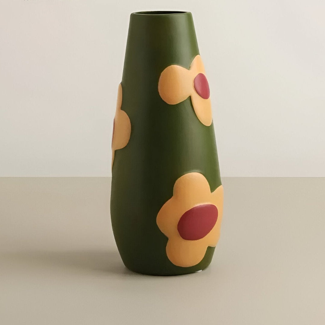 Malt blomsterkeramikkvase for hjemmedekor og blomster | Luvikno