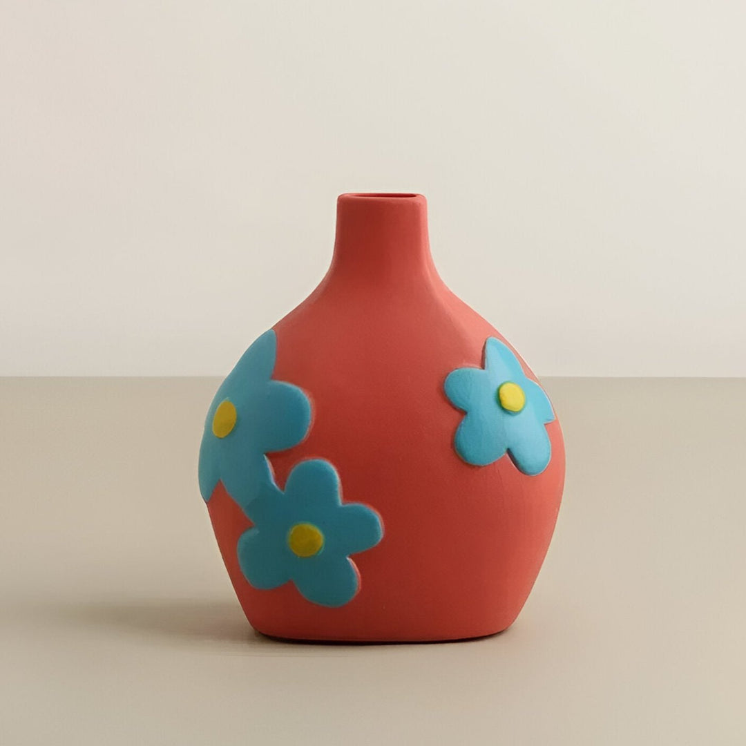 Malt blomsterkeramikkvase for hjemmedekor og blomster | Luvikno