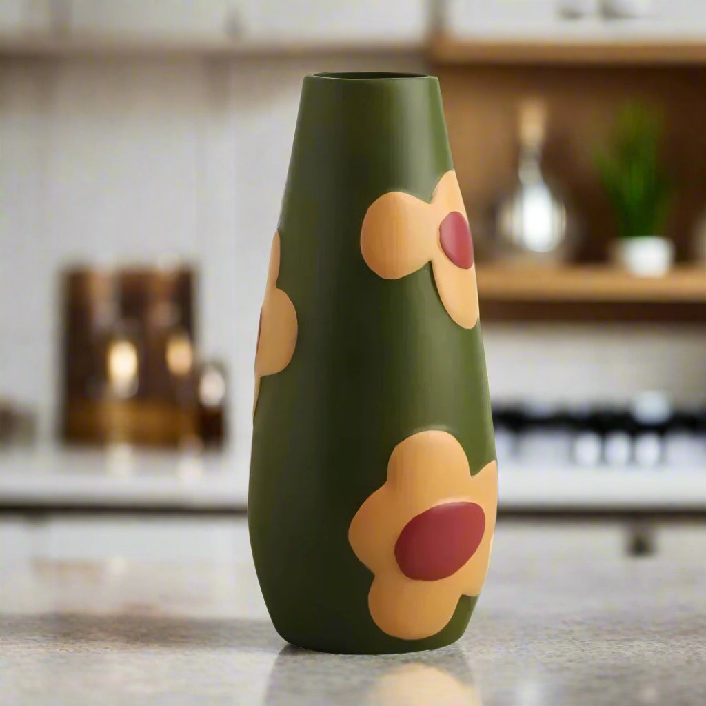 Malt blomsterkeramikkvase for hjemmedekor og blomster | Luvikno