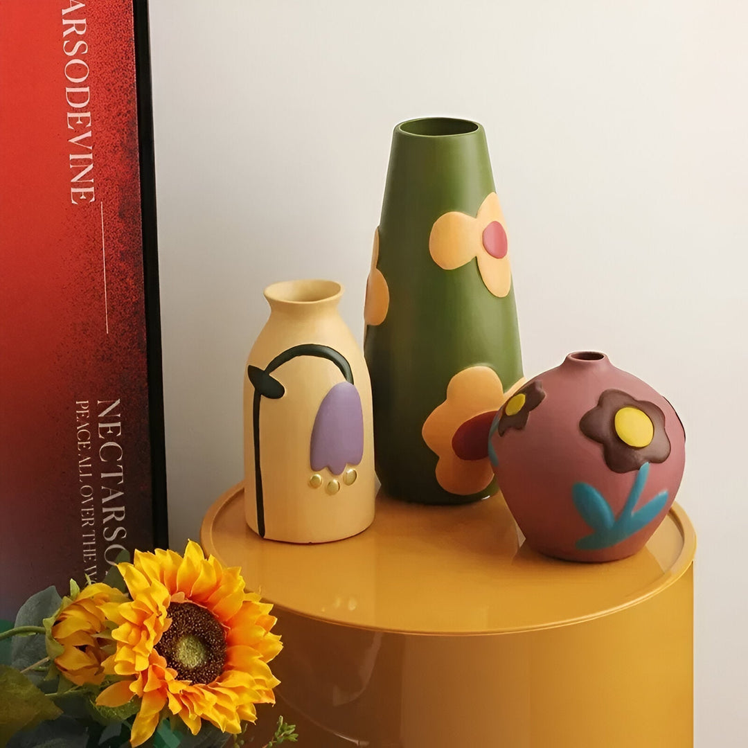 Malt blomsterkeramikkvase for hjemmedekor og blomster | Luvikno