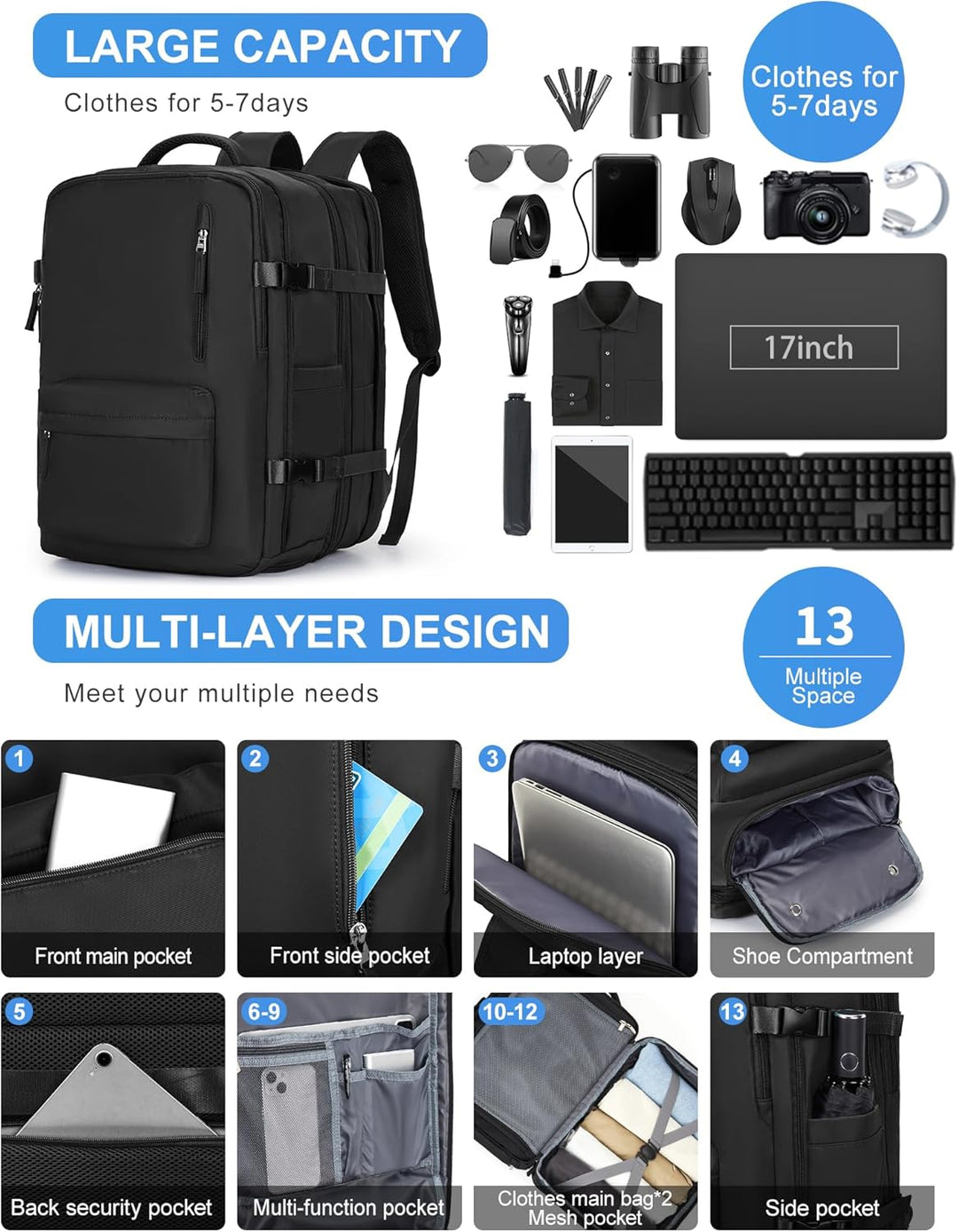 Multi-Compartment Laptop Carry Bag with Adjustable Shoulder Strap | Luvikno