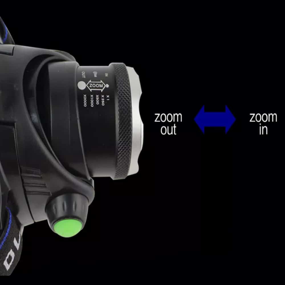 Hodelykt 1800 Lumen med justerbart fokus og zoom | Luvikno