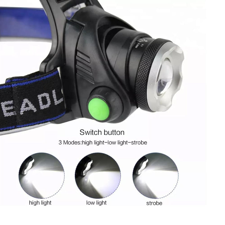 Hodelykt 1800 Lumen med justerbart fokus og zoom | Luvikno