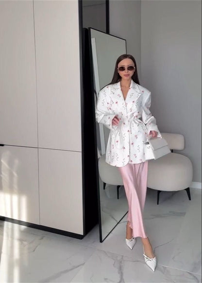 Luvik | Puutarha - Vyöllinen Kukallinen Printti Bleiseri